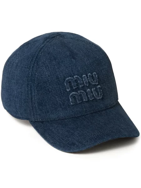 Șapcă Miu Miu cu broderie albastru