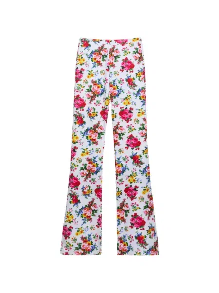 Pantaloni Msgm cu model floral alb