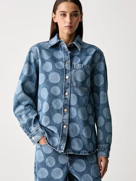Marimekko cămașă pentru femei din denim albastru