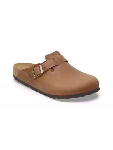 Birkenstock klapki nubukowe Boston brązowe