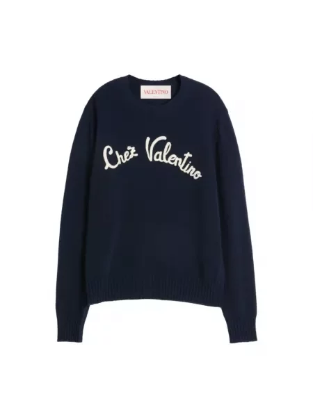 Lniany sweter Valentino niebieski