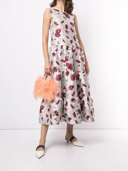 Rochie maxi Adam Lippes din jacard alb