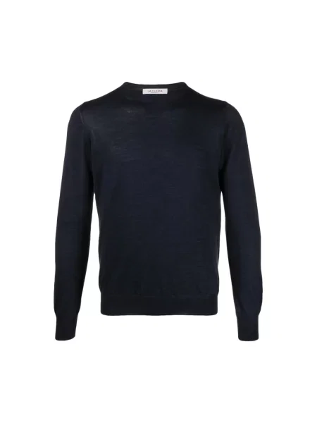 Sweter La Fileria wełniany niebieski