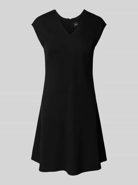 Sukienka mini o lekko rozkloszowanym kroju z mieszanki Boss Orange czarna