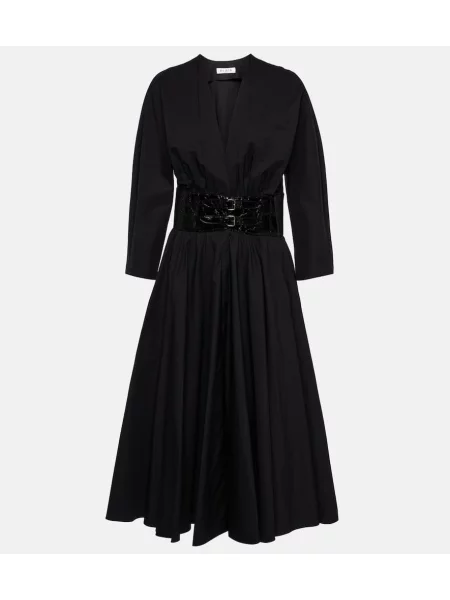 Rochie midi Alaïa din piele până la genunchi de costum negru