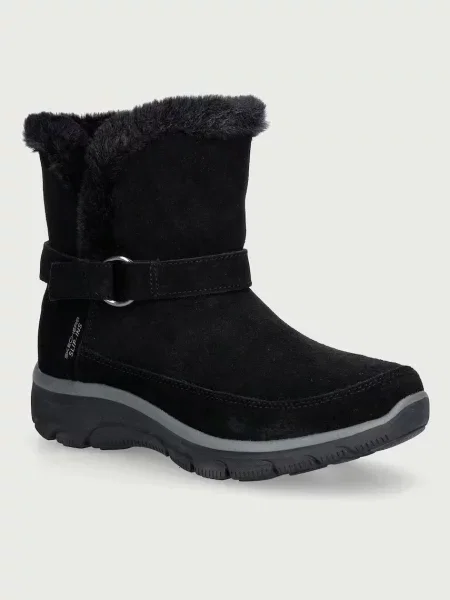 Skechers EASY GOING-DREAMERS LUXE VIBE cizme de zăpadă pentru femei din piele întoarsă negru