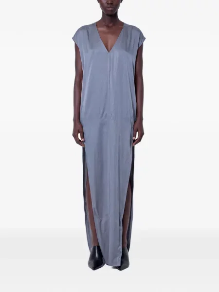 Rochie maxi Rick Owens cu decolteu în V gri