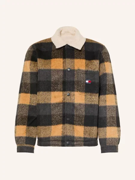 Tommy Jeans Přechodná bunda písková / antracitová černá