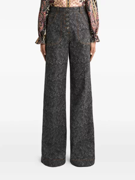 Τζιν kαμπάνα Etro paisley ζακάρ φούντωσε γκρι