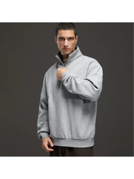 Cropp Світшот з коміром-стійкою й застібкою-блискавкою light grey сірий