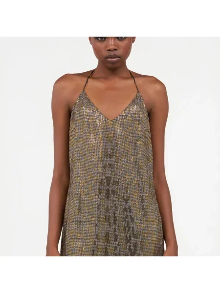 Sukienka Roberto Cavalli z dżetami żółta