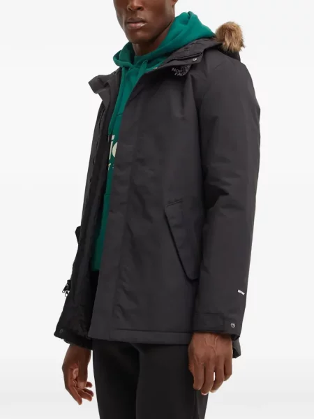 Garnitură de blană geacă The North Face cu glugă cu blană negru