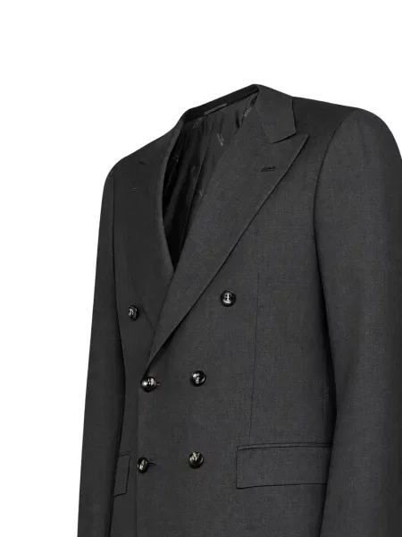 Costum Kiton de lână cu două rânduri de nasturi gri