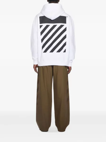 Hanorac cu glugă Off-white de flanelă alb