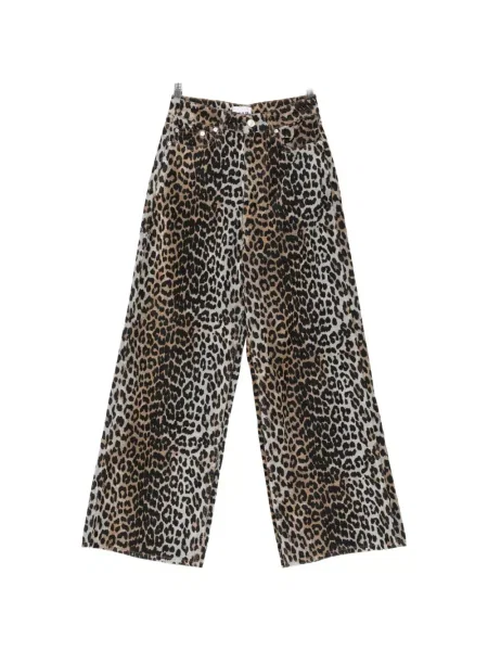 Pantaloni Ganni cu imagine cu model leopard maro
