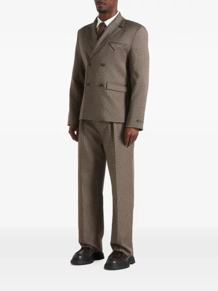 Μπλέιζερ Manière De Voir houndstooth διπλόκουμπα καφέ