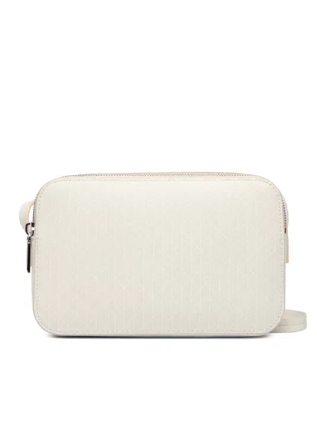 Torbica Calvin Klein Emblem Aop Elongated Camera Bag Écru bež