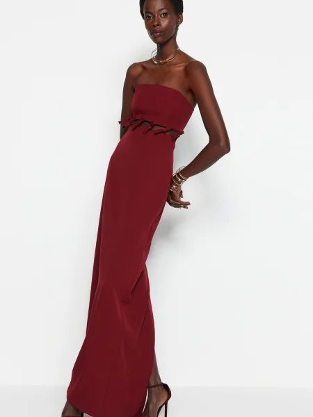 Rochie de seară Trendyol țesută bordo