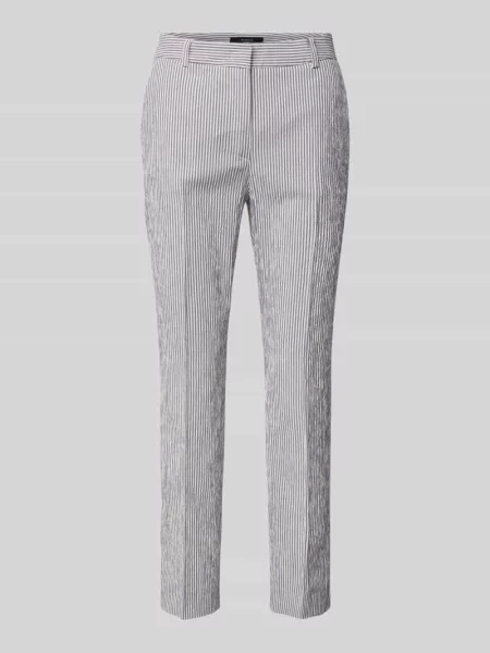 Spodnie materiałowe o skróconym kroju slim fit model ‘STARLET’ Weekend Max Mara granatowe