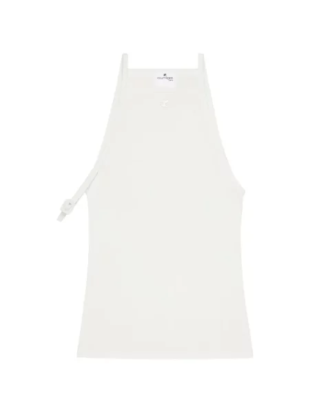 Top halter Courreges cu gât halter alb