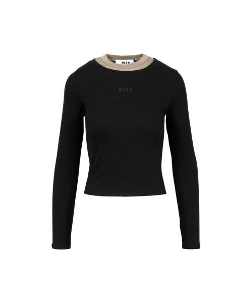 Top Msgm z dżerseju czarny