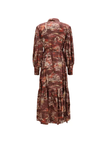 Rochie tip cămașă Alemais de mătase maro