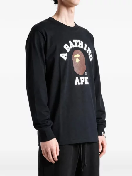 Lung tricou A Bathing Ape® cu imagine negru