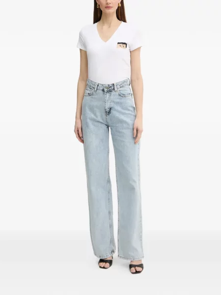 Tricou Armani Exchange cu decolteu în V alb