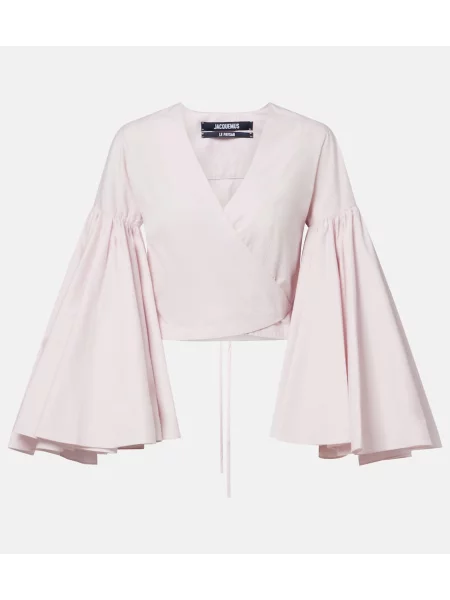 Top Jacquemus din poplin plic roz