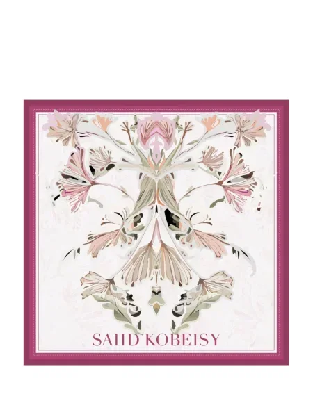 Fular Saiid Kobeisy cu model floral alb