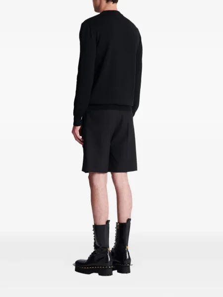 Pulover Balmain de lână cu decolteu rotund negru