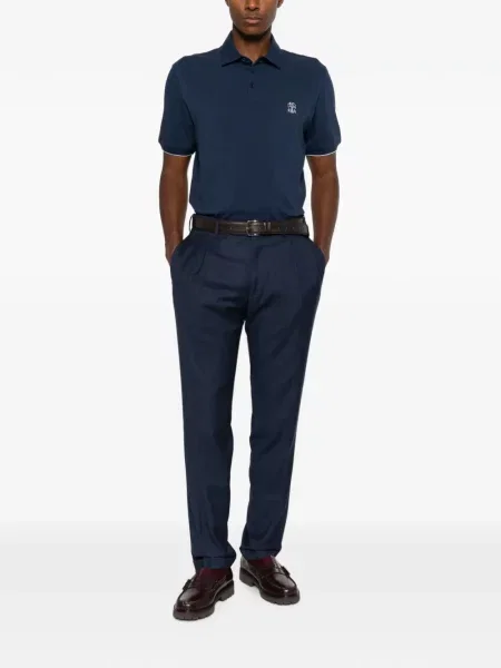 Polo Brunello Cucinelli με κέντημα μπλε