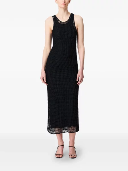 Rochie midi Another Tomorrow cu broderie negru
