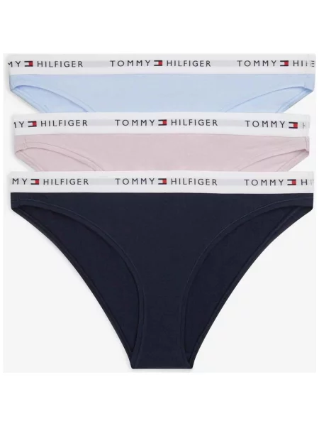 Majtki Tommy Hilfiger Logo Linear niebieski różowy 3 sztuki XS biały