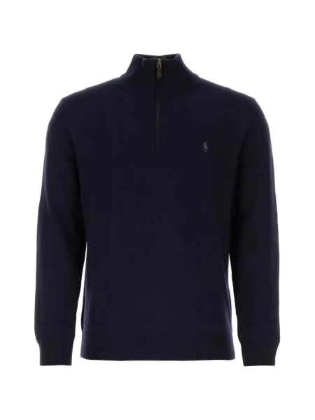 Tricou polo Polo Ralph Lauren cu broderie de lână cu decolteu în V albastru