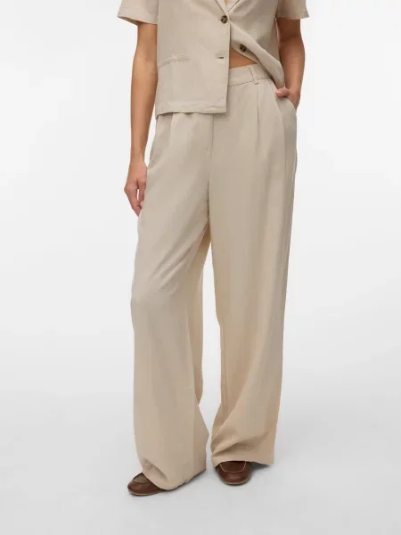 VERO MODA Klostuotos kelnės VMMYMILO NILA sidabro pilka