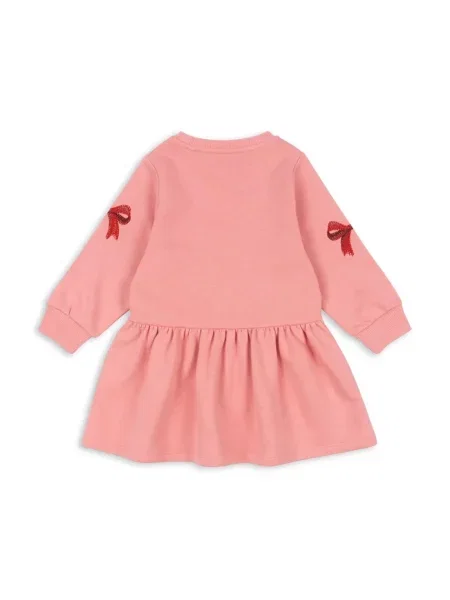 Konges Sløjd Dievčenské šaty LOU BOW SWEAT DRESS OCS ružová
