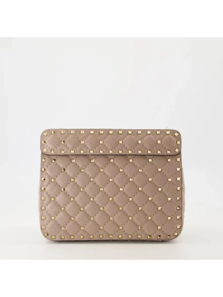 Torebka skórzana Valentino Garavani skórzana z ćwiekami beżowa