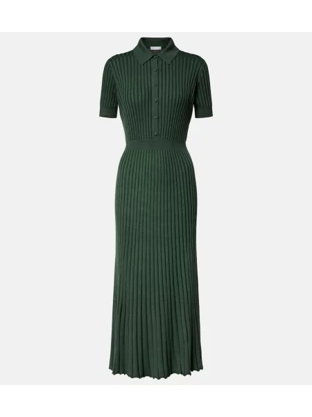 Rochie midi Gabriela Hearst de mătase până la genunchi de costum verde