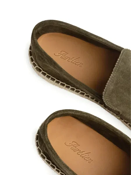 Espadrile Aurélien din piele de căprioară slip-on verde