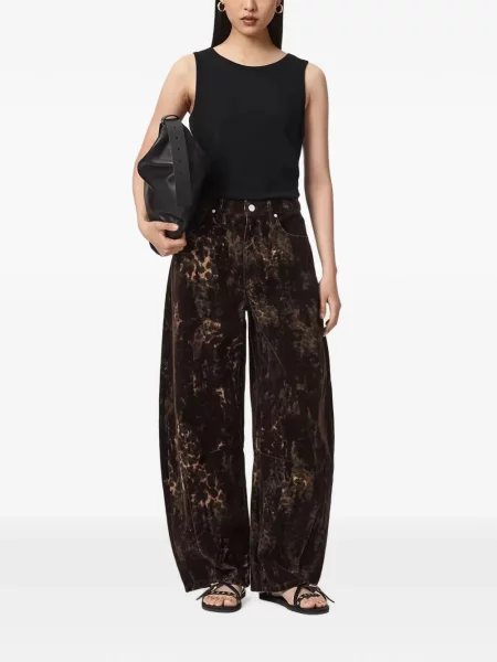 Blugi cu picior larg Allsaints cu imagine cu model leopard maro