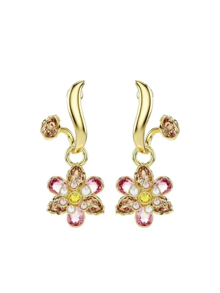 Cercei Swarovski cu model floral auriu