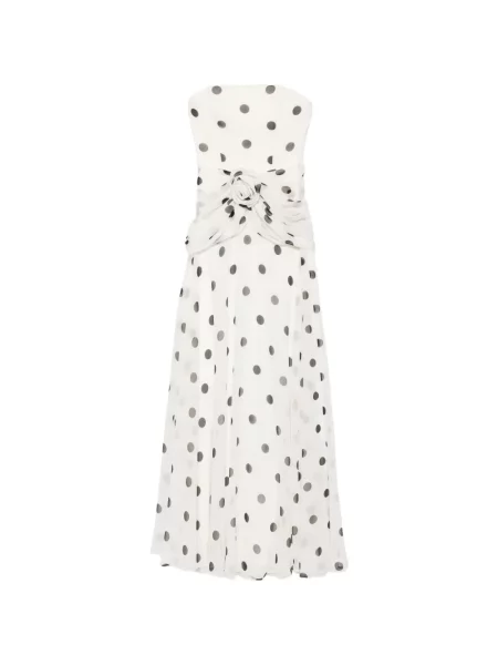 Rochie maxi Adamaris cu model floral cu aplicații alb