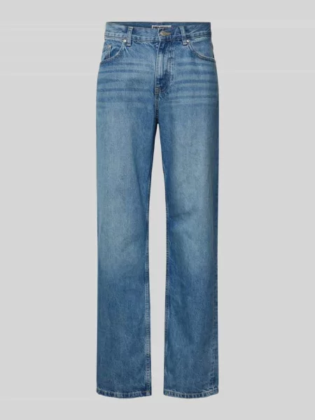 Jeansy o kroju straight fit Essentials Review niebieskie