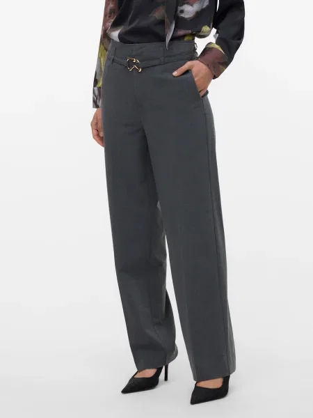 VERO MODA Pantaloni cu dungă VMOANA bazalt gri
