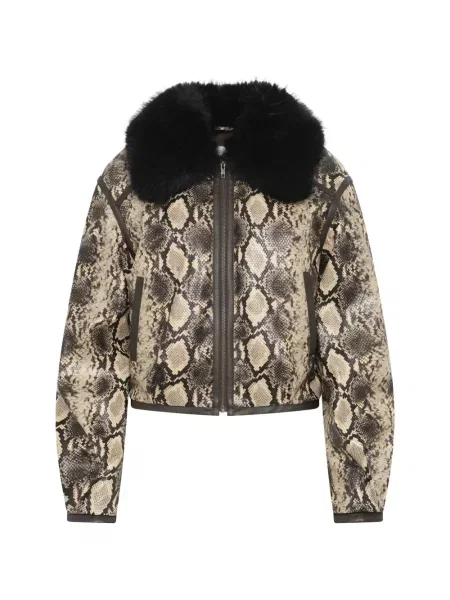 Geacă Unreal Fur cu imagine cu model piele de șarpe cu blană