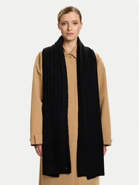 Tommy Hilfiger Șal cu adaos de lână negru