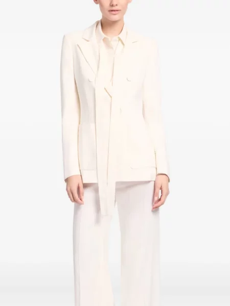 Sacou Elie Saab cu dungi din crep alb