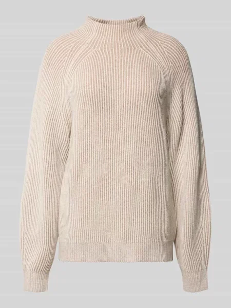 Sweter z dzianiny o kroju regular fit z mieszanki bawełny z dodatkiem wełny Tom Tailor beżowy