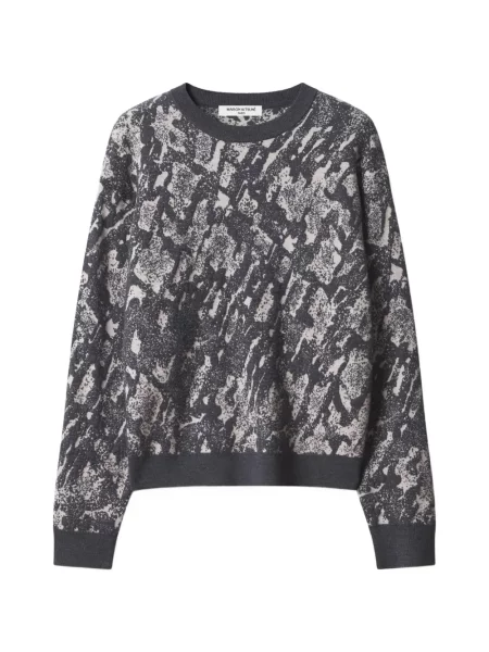 Pulover Maison Kitsune din jacard gri